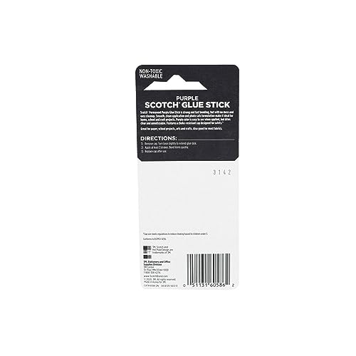 Image of Scotch Purple Glue Stick 6108-2N - .28 Ounce, Acid-Free, Non-Toxic, Dries Clear, Ideal for Paper and Fabric Projects, 2-Pack