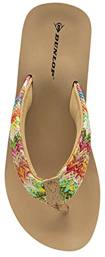 DUNLOP DLP537 Womens Low Wedge Heel Toe Post Flip Flops - Beige Multi - UK 7 - EU 40 - US 10 - Image 3
