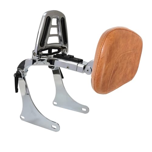 Coussin appui-dos moto pour Harley FLSTC, sissy bar en cuir marron et chrome de qualité supérieure