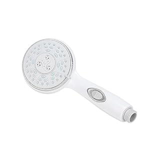 Camco RV Shower Head - Features Convenient On/Off Switch & 5 Different Spray Patterns - Designed to Conserve Potable Water - Simple to Clean w/Rubber Spray Tips - White (43711)