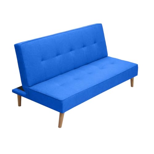 SHIITO | Sofá Cama de 2 Plazas | Modelo Tiffany - Apertura Clic-Clac | Mueble versátil y cómodo | Diseño Capitoné - En Azul - 188 x 88 x 88 cm