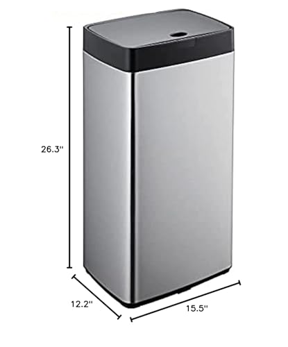 SIMPLI-MAGIC Sensor Trash Can Automatic Touchless Kitchen Garbage Bin, Stainless Steel, 13 Gallon