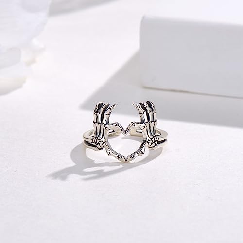 Bague geste amour punk le cadeau idéal en argent 925 ajustable