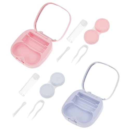 Hemobllo 2ensembles Étui à Lentilles Boîte à Lentilles Portable pour Maison pour Extérieur Accessoires De Voyage Résistant à Usure Remplaçable