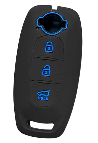 【IKT】日産車用 スマートキー用シリコンカバー 3ボタン / エクストレイル (2022〜) / 日産アリア (2022〜) / など 専用設計でピッタリサイズ 傷防止 さらさらシリコン ニッサン NISSAN車用(NS-011BKBL)