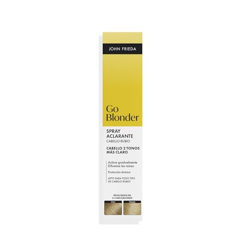 John Frieda Go Blonder Spray Aclarante Progresivo | Aclara el Rubio hasta 2 Tonos con Calor | Refresca Reflejos y Raíces | Con Botanical Citrus Complex | Rubio Natural o Teñido | 100 ml