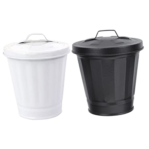 Alipis 2 Piezas bote de basura pequeño sin contacto juguete cubo de basura bote de basura con tapa delgado kitchen bin bote de basura metalico papelera metálica maceta acero galvanizado