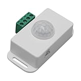 12V 24V PIR Sensor Adjustable Infrared Motion Detector Motion Sensing Light Switch Controller, Suitable for Wardrobe cabinets, with Embedded PIR Probe, Suitable for LED Strip Lights (1, White)