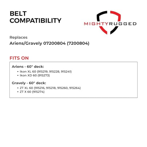 Image of MightyRugged 07200804 60 in Deck Belt for Ariens Ikon XL XD, Gravely ZT X