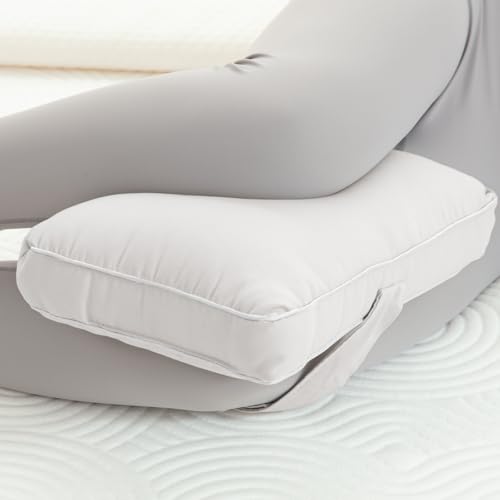 TEXSTEAD 横向き 膝枕|?腿枕|膝 腰痛 クッション|洗える マジックテープ付き|通気性 ポータブルデザイン|膝枕+クッション兼用|ふんわり柔らか|ポリエステル織布使用 (ホワイト)