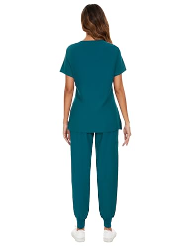 image for COZYFIT Scrubs for Women Set - Stretch V-Neck Scrub Top & Jogger Pant 