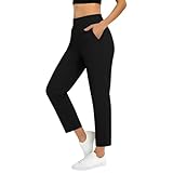 Chino Hose Damen Stretch Golfhose 7/8 Golf Hosen Sommer Jogginghose Lässig Sporthose Lang Freizeithose Sport Trainingshose Leichte Stoffhose Business Anzughose Laufhose Sommerhose Schwarz XL