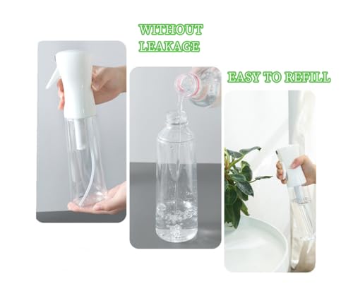 Misto Continuous Spray Bottle with Ultra Fine Mist - 10.1oz/300ml for Hair, Home Cleaning, Salons, Plants, Aromatherapy, and More - Hair Spray Bottle, Barber Accessories (2 Pack) (white)4