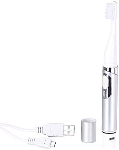 newgen medicals Zahnbürsten: 2er-Set USB-Akku-Reise-Schallzahnbürste 28.000 RpM, IPX7, Timer (Elektrische Zahnbürsten, Elektrische Schall-Zahnbürste, Aufsteckbürsten) – Bild 6
