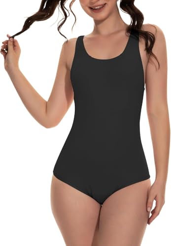 LXEASYGO Girls One Piece Racerback Swimming Costume Kids Athletic Quick Dry Swimsuit Stretchy Swimwear for Girls 5-14 Years (UK, Age, 11 Years, 12 Years, Regular, BlackA)