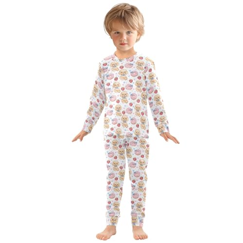 ALAZA Dog Donuts Strawberry 2 Piece Pajama Set Long Sleeve Top and Pants Sleepwear Unisex3