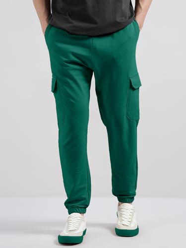 Image of Veirdo 100% Pure Cotton Regular Fit Mid Rise Trackpants with Side Pocket for Men & Boys