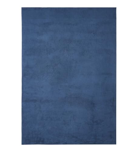 Image of Obsessions Large Indoor Polyester Carpet with Solid Pattern Felt Backing, Ideal for Bedroom & Living Room 160x230cm, Blue