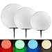 Produktbild Solar Garten Kugelleuchten 3er Set 20cm 30cm 40cm Ø LED RGB + Warmweiß I mit Erdspieß I IP44 Wetterfest I Dämmerungs-Sensor I Kugelgehäuse Matt Weiß I 7 einstellbare Farben
