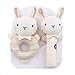 Anguxer Rattle Campana Bastone con Giocattolo Sonaglio Neonati, Rafforza Le capacità Motorie e Sensoriali, Giocattoli per per Bambini di 3 + Mesi (Coniglio)