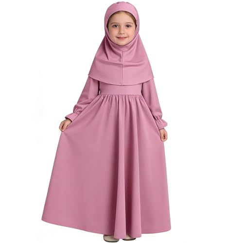 Abaya enfant fille manche longue avec robe prière musulmane et tenue de fête 2-10 ans - 2