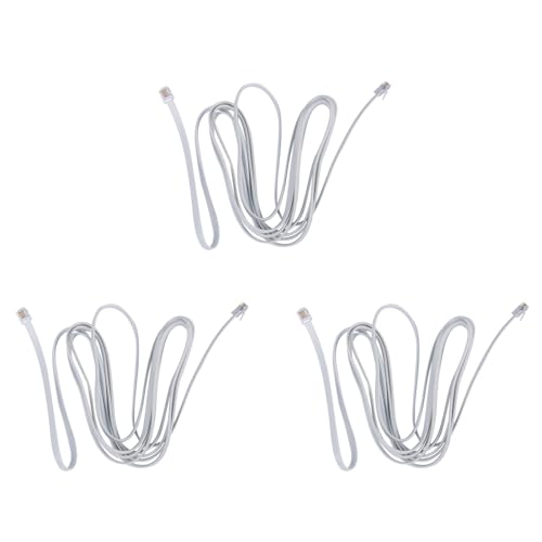 NJTHNTJR 3X 6P6C RJ11 ExtensióN de TeléFono MóDem de Fax LíNea de Cable Longitud de 9.8 Pies