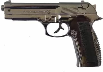 Heavy Metal Full Cock Pistol Gun Lighter with Windproof Flame Cast Iron, Nickel Gas Lighter (Black, Steel, Pack of 1)