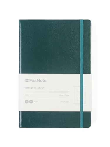 Image of Dot Grid Journal Notebook 5.51 x 8.27 in (A5), 244 Pages, PU Leather Hardcover, 100gsm Thick Paper, Dotted Notebook for Bullet Journaling, Work & Notes, Calendar Card Included (2025)(Dark Green)