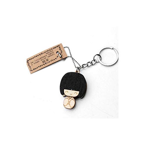 lachineuse - Porte-clés Japonais Kokeshi Mei Mei - Poupée Japonaise en Bois - Figurine Décoration Japonaise - Bijou de Sac - Avec Anneau & Chainette - Idée Cadeau Original Asie