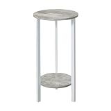 Convenience Concepts Graystone 2 Tier Tall Plant Stand 31' - Industrial Stand for Plants, Vases, and Antiques, Urban Modern Design for the Living Room, Hallway, Entryway, Faux Birch/White