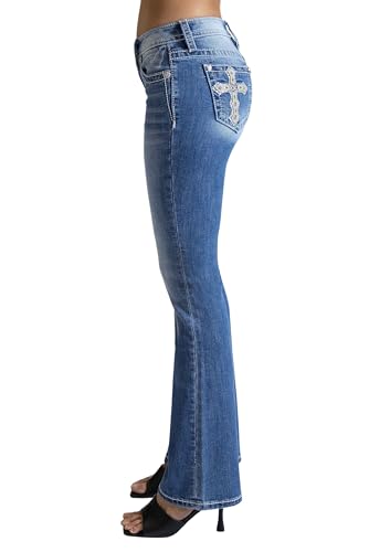 Miss Me Women's Stoned Cross Applique Mid-Rise Bootcut Jeans3