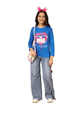Image of KYDA KIDS Girls 100% Cotton Full Sleeve Printed T-Shirt (Pack of 3)