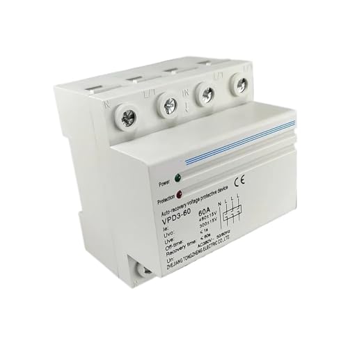 Relé de sobre voltaje y bajo voltaje trifásico de 4 cables 380V y 60A para carril Din