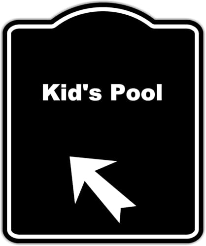 Kid's Pool Black Sign Arrow Up Left Aluminum Composite Sign 15 x 18 inches
