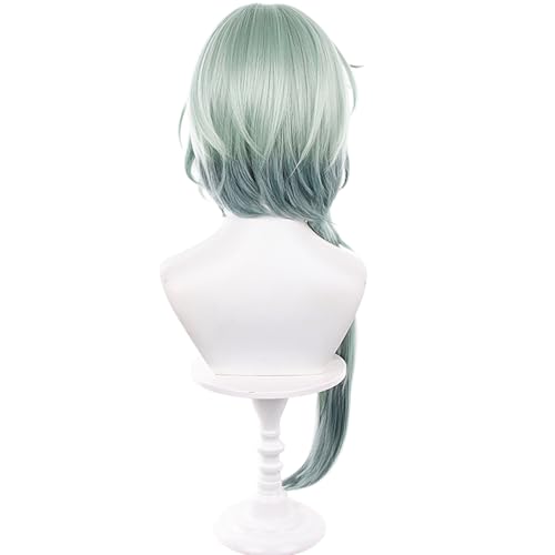 Image of Anime Green Wig Long Straight Wig with Ponytail and Bangs Adult COS Game Cosplay Wigs Naxa Halloween,Christmas,Comic con,Game Show,Party