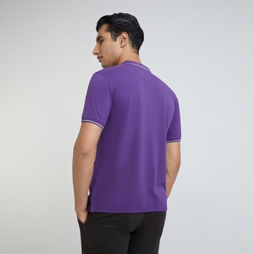 Image of Raymond Contemporary Fit Pure Cotton Solid Pattern Polo Neck Casual T-Shirt