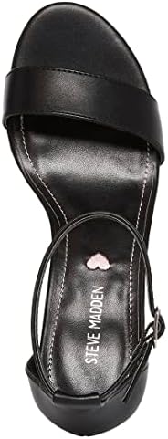 Steve Madden Girls Shoes Carrson Heeled Sandal, Black Smooth, 5 | Image 4