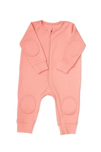 Premium Baby Romper Onesie - 100% Cotton, Double Zipper, Knee & Elbow Pads Extra Saftey with Peace of Mind