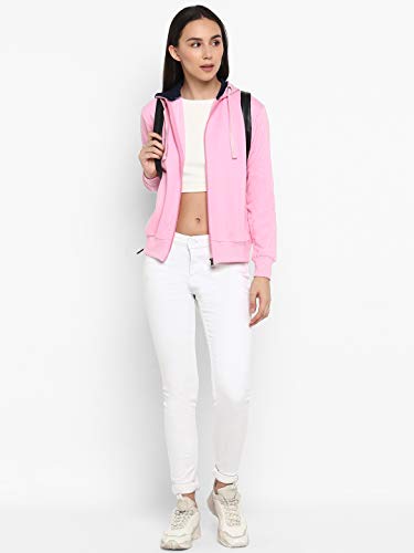 Image of Alan Jones Clothing Women's Solid Zipper Hooded Sweatshirt | Front Zip, Ribbed Hem, Lined Hood, Casual Winter Wear
