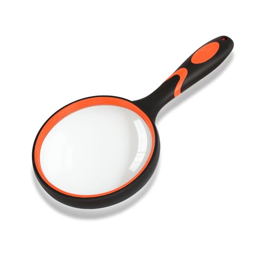 Magnifying Glass Handheld Reading Magnifier for Seniors - 100MM Real Glass Magnifying Lens for Book, Newspaper Reading, Insect and Hobby Observation, Science