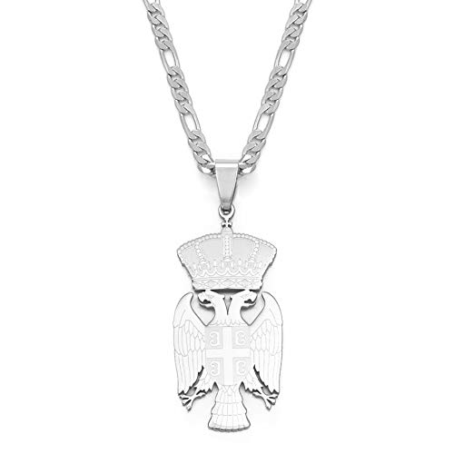 YZyizhen Collar con Colgante De Contorno De Águila - Cadena Fina con Símbolo De País De Serbia, Joyería Delicada Patriótica, Estilo Étnico Hip-Hop para Mujeres Hombres Niñas, Regalos Unisex, Blanco