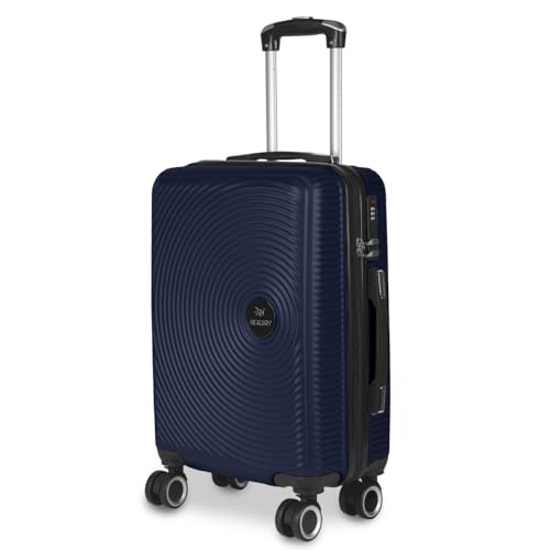 MERCURY TEXTIL - Maleta pequeña para Cabina rígida 4 Ruedas 360º Gira Equipaje de Mano (Cabina Plus, Marino)