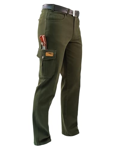 La Chasse Jagdhose Monza - Robuste Arbeitshose für Herren - Cargohose mit Stretch Schmutz- & Wasserabweisend - Taktische Outdoorhose für Trekking & Wandern - Olivgrün Wanderhose Jägerhose von Oefele