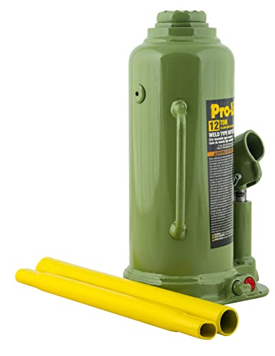 Image of Pro-Lift Welded Bottle Jack 12 Ton - (24,000 Lbs) Capacity Hydraulic Lifting with Side Pump Two-Piece Handle