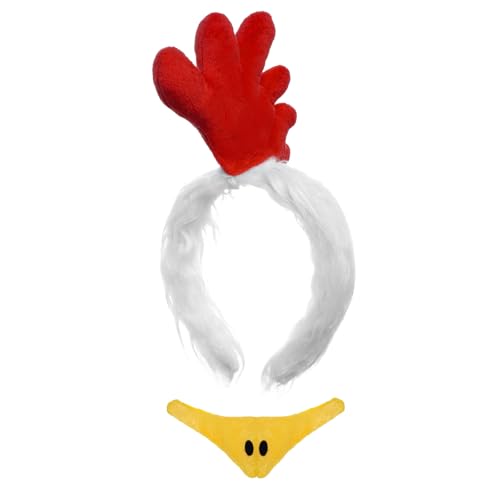 Rthjsfj 2Pcs Rooster Costume Accessories Chicken Costume Headband and Beak Set for Adult Women Halloween Cosplay Party