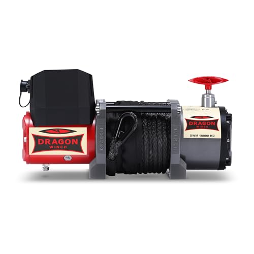 DRAGON WINCH - Verricello Elettrico Maverick 12V 10000 lbs (4536 kg) Cavo in Sintetico 25m per Carro Attrezzi, Veicoli Municipali e Autopompe incluso telecomando senza fili + accessori per verricello