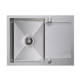  CECIPA Frigg I Einbauspüle 60 cm * 45 cm I Edelstahl I ab 40er Unterschrank, Inklusive Excenter-Ablauf und Siphon