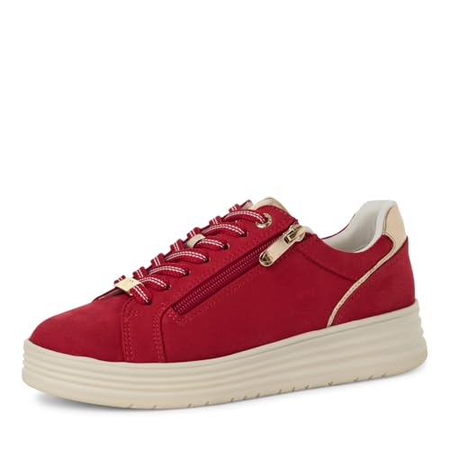 MARCO TOZZI Damen Plateau Sneaker mit Schnürsenkeln Freizeit, Rot (Cherry Comb), 42 EU