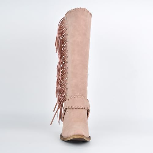 sexytag Fringe Wide Calf Cowboy Boots Studded Knee High Cowgirl Boots Tall Fashion Western Boot3