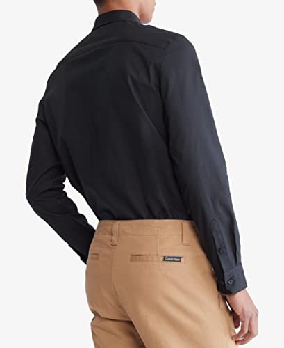 Calvin Klein Men's Stretch Cotton Monogram Logo Button Down Shirt2